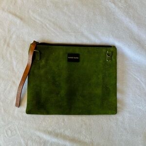 Parker Thatch - clutch or crossbody - green suede